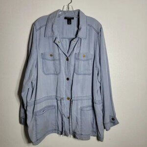 Lane Bryant Chambray Jacket Plus Size‎ 22/24 Button Up Pockets LIghtweight